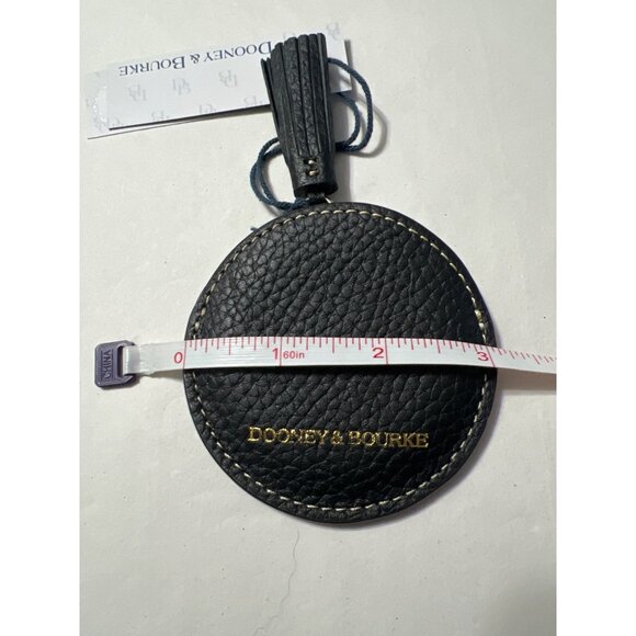 Dooney & Bourke Leather Round Mirror With Tassel & Red Lining - Picture 6 of 7